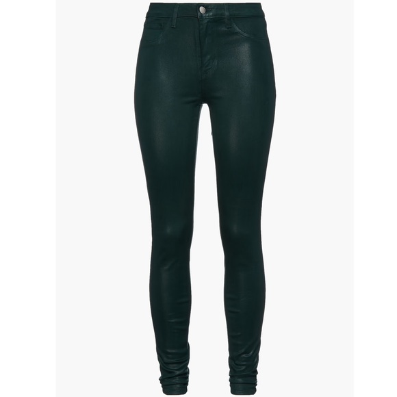 L’AGENCE Margot Dark Forest Emerald Green Leather Coated Skinny Pants Size 29 - Picture 1 of 6